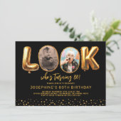 Look Who's 80 Black Gold Photo Eighty Birthday 招待状 (スタンド正面)