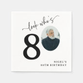 Look Who's 80! Modern Photo 80th Birthday スタンダードカクテルナプキン (正面)