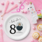 Look Who's 80! Modern Photo 80th Birthday ペーパープレート (パーティー)