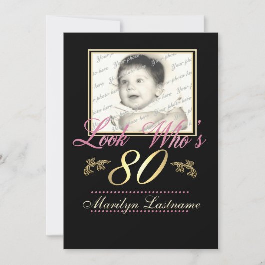 Look Who's 80 Photo 招待状 (正面)