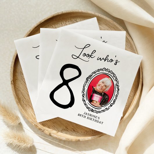 Look Who's 80 Photo 80誕生日 スタンダードカクテルナプキン