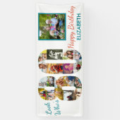 Look Who's 80 Photo Collage 80th Birthday Party 横断幕 (縦)