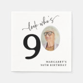 Look Who's 90! Modern Photo 90th Birthday スタンダードカクテルナプキン (正面)