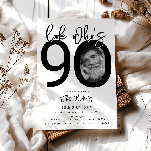 Look who's 90 | Photo 90th Birthday Invitation 招待状