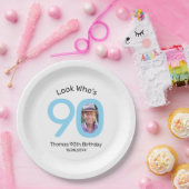 Look Who's 90 Photo 90th Birthday Party ペーパープレート (パーティー)