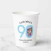Look Who's 90 Photo 90th Birthday Party 紙コップ (裏面)