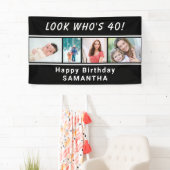 Look Who's Any Age 4フォトブラック誕生日バナー 横断幕 (インサイチュ)