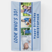 Look Who's Any Age 4 Photo Blue誕生日 横断幕 (縦)