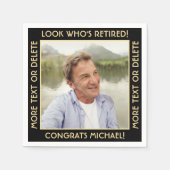 Look Who's Black & 退職した金ゴールド退職写真 スタンダードカクテルナプキン (正面)