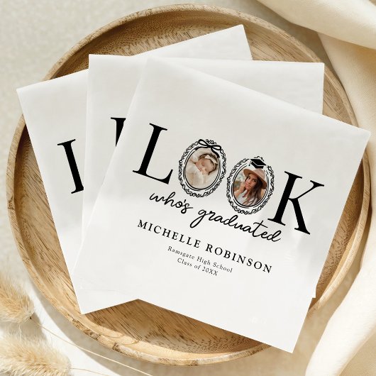 Look Who's Graduated Photo Graduation Party スタンダードカクテルナプキン