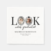 Look Who's Graduated Photo Graduation Party スタンダードカクテルナプキン (正面)