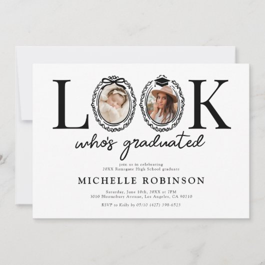 Look Whos Graduated Photo Graduation Party 招待状 (正面)