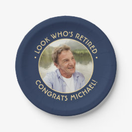 Look Who's Navyと退職した金ゴールドの退職写真 ペーパープレート