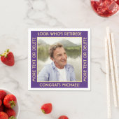 Look Who's Purple 退職した Retirementパーティー写真 スタンダードカクテルナプキン (インサイチュ)