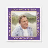 Look Who's Purple 退職した Retirementパーティー写真 スタンダードカクテルナプキン (正面)