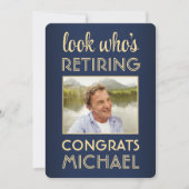 Look Who's Retainment Blue Retirementパーティー写真 招待状 (正面)