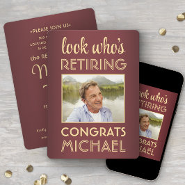 Look Who's Retainment Red Retirementパーティー写真 招待状