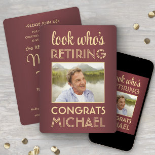 Look Who's Retainment Red Retirementパーティー写真 招待状