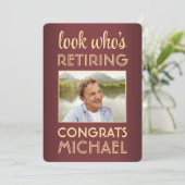 Look Who's Retainment Red Retirementパーティー写真 招待状 (スタンド正面)