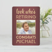 Look Who's Retainment Red Retirementパーティー写真 招待状 (スタンド正面)