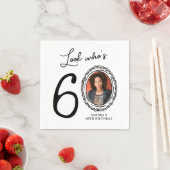 Look Who's Six Photo 60誕生日 スタンダードカクテルナプキン (インサイチュ)