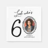 Look Who's Six Photo 60誕生日 スタンダードカクテルナプキン (正面)
