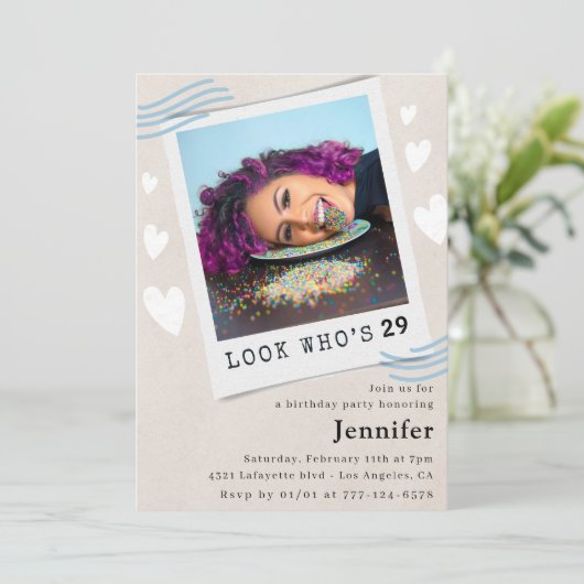 Look who's turning 29th birthday invitations 招待状 (スタンド正面)