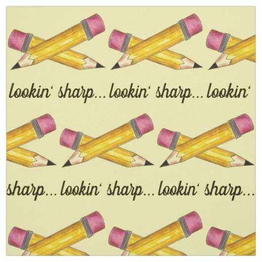 Lookin' Sharp Yellow #2 Pencil School 書's ファブリック (見本)
