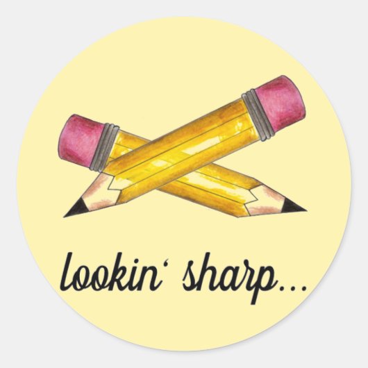 Lookin' Sharp Yellow #2 Pencil School 書's ラウンドシール (正面)