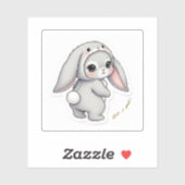 Looking Back Bunny - Adorable Fluffy Rabbit Kawaii シール (シート)