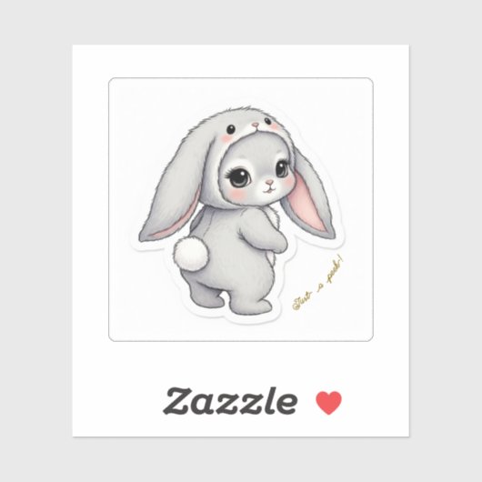 Looking Back Bunny - Adorable Fluffy Rabbit Kawaii シール (シート)