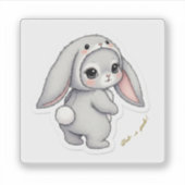 Looking Back Bunny - Adorable Fluffy Rabbit Kawaii シール (正面)
