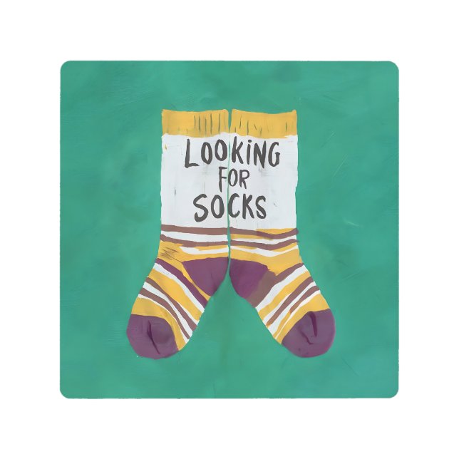 Looking For Socks メタルプリント (正面)