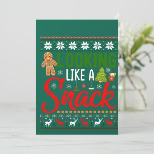 Looking Like A Snack Funny Christmas Cookie Ugly 招待状 (スタンド正面)