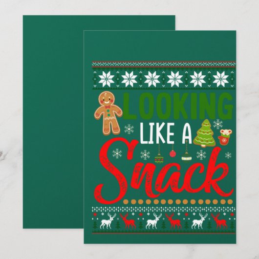 Looking Like A Snack Funny Christmas Cookie Ugly 招待状 (正面/裏面)