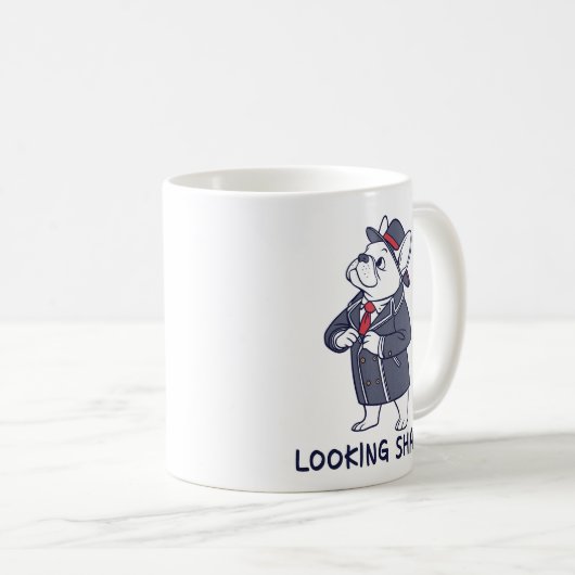Looking Sharp Dapper French Bulldog Funny Coffee M コーヒーマグカップ (正面右)