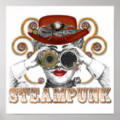 looking steampunked steampunk collage art ポスター (正面)