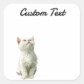 Looking Up Cat -3 | Personalized Custom Text スクエアシール (正面)