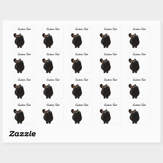 Looking Up Cat -4 | Personalized Custom Text スクエアシール (シート)