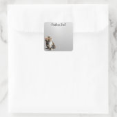 Looking Up Cat -5 | Personalized Custom Text スクエアシール (バッグ)