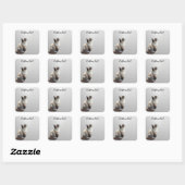 Looking Up Cat -6 | Personalized Custom Text スクエアシール (シート)