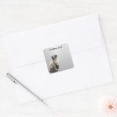 Looking Up Cat -6 | Personalized Custom Text スクエアシール (封筒)