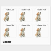 Looking Up Puppy-2 | Personalized Custom Text スクエアシール (シート)