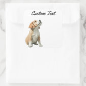 Looking Up Puppy-2 | Personalized Custom Text スクエアシール (バッグ)