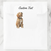 Looking Up Puppy-3 | Personalized Custom Text スクエアシール (バッグ)