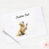 Looking Up Puppy-4 | Personalized Custom Text スクエアシール (封筒)