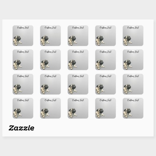 Looking Up Puppy-5 | Personalized Custom Text スクエアシール (シート)