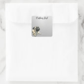 Looking Up Puppy-5 | Personalized Custom Text スクエアシール (バッグ)
