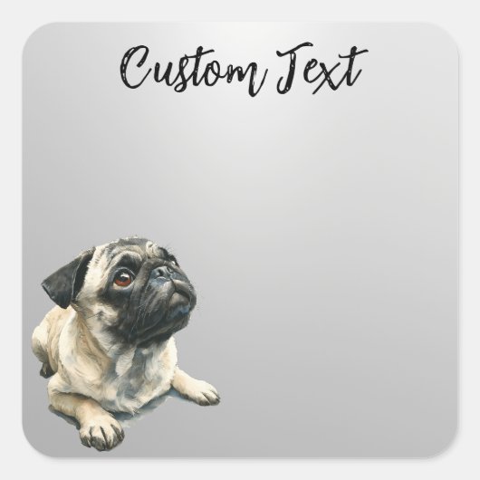 Looking Up Puppy-5 | Personalized Custom Text スクエアシール (正面)