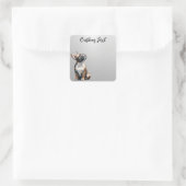 Looking Up Puppy-6 | Personalized Custom Text スクエアシール (バッグ)